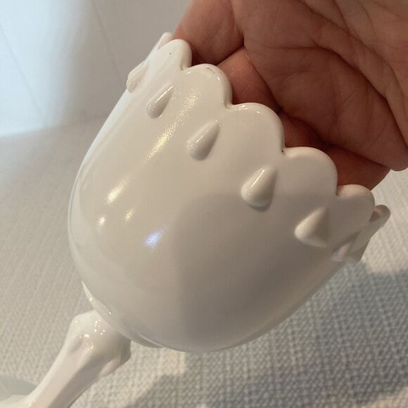 Vintage Indiana Glass Teardrop Milk Glass Footed 7" Goblet Chalice Vase Compote - Picture 8 of 11